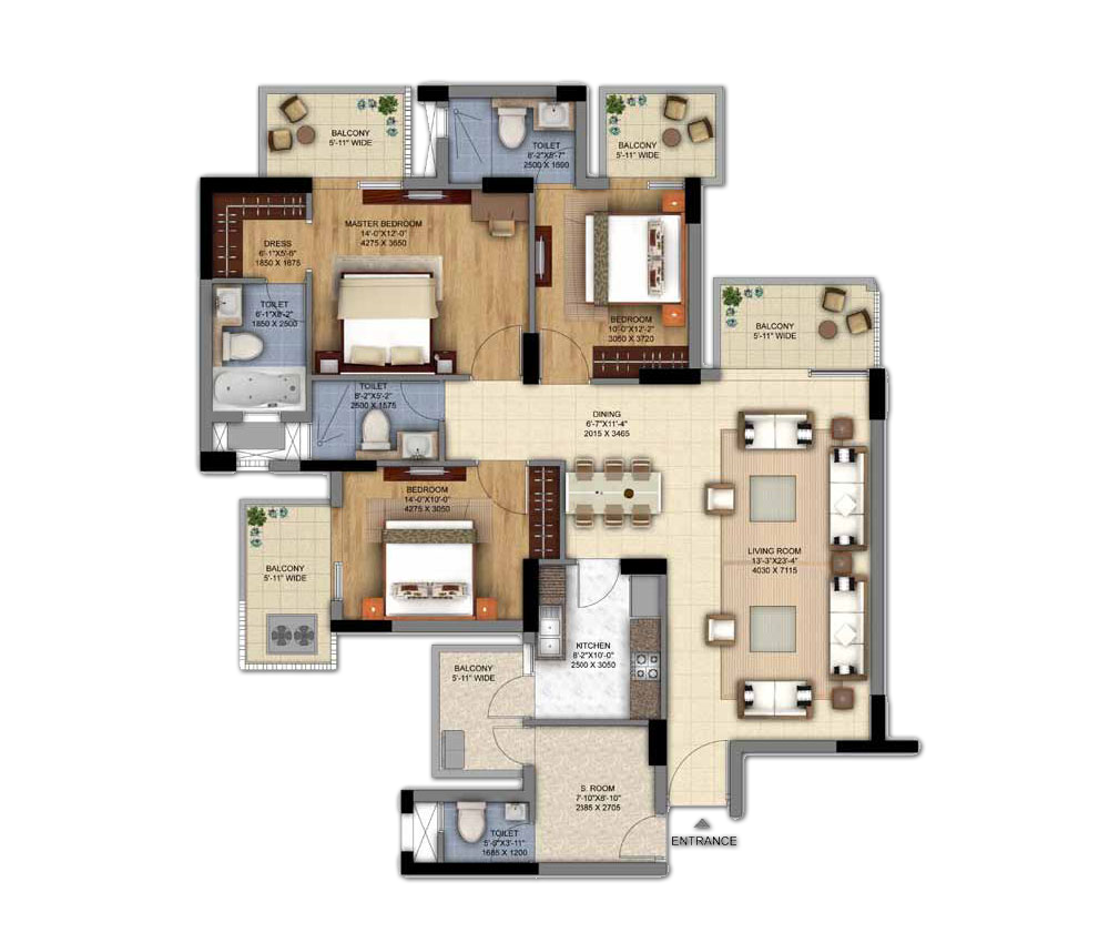 DLF Ultima - Floor Plan 4 BHK + S ROOM