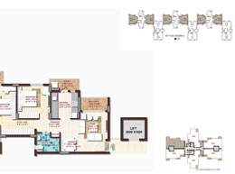 DLF Woodland Heights - Floor Plan 908 Sq. Ft. - 2 Bedrooms + 2 Toilets