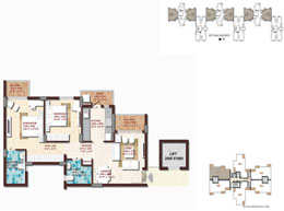 DLF Woodland Heights - Floor Plan 914 Sq. Ft. - 2 Bedrooms + 2 Toilets
